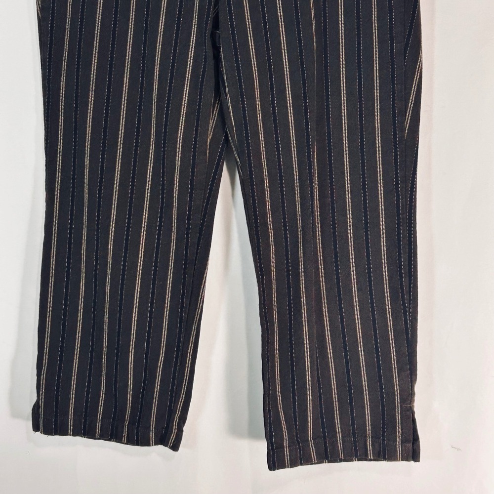 ie relaxed Womens Pinstripe Cropped Pants Brown Straight‎ Leg Size 12 - Picture 3 of 10